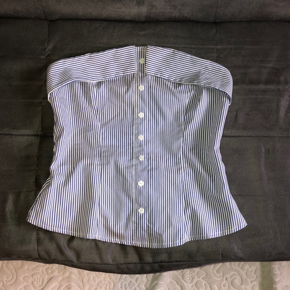 Blue&White Stripped, Strapless Shirt
